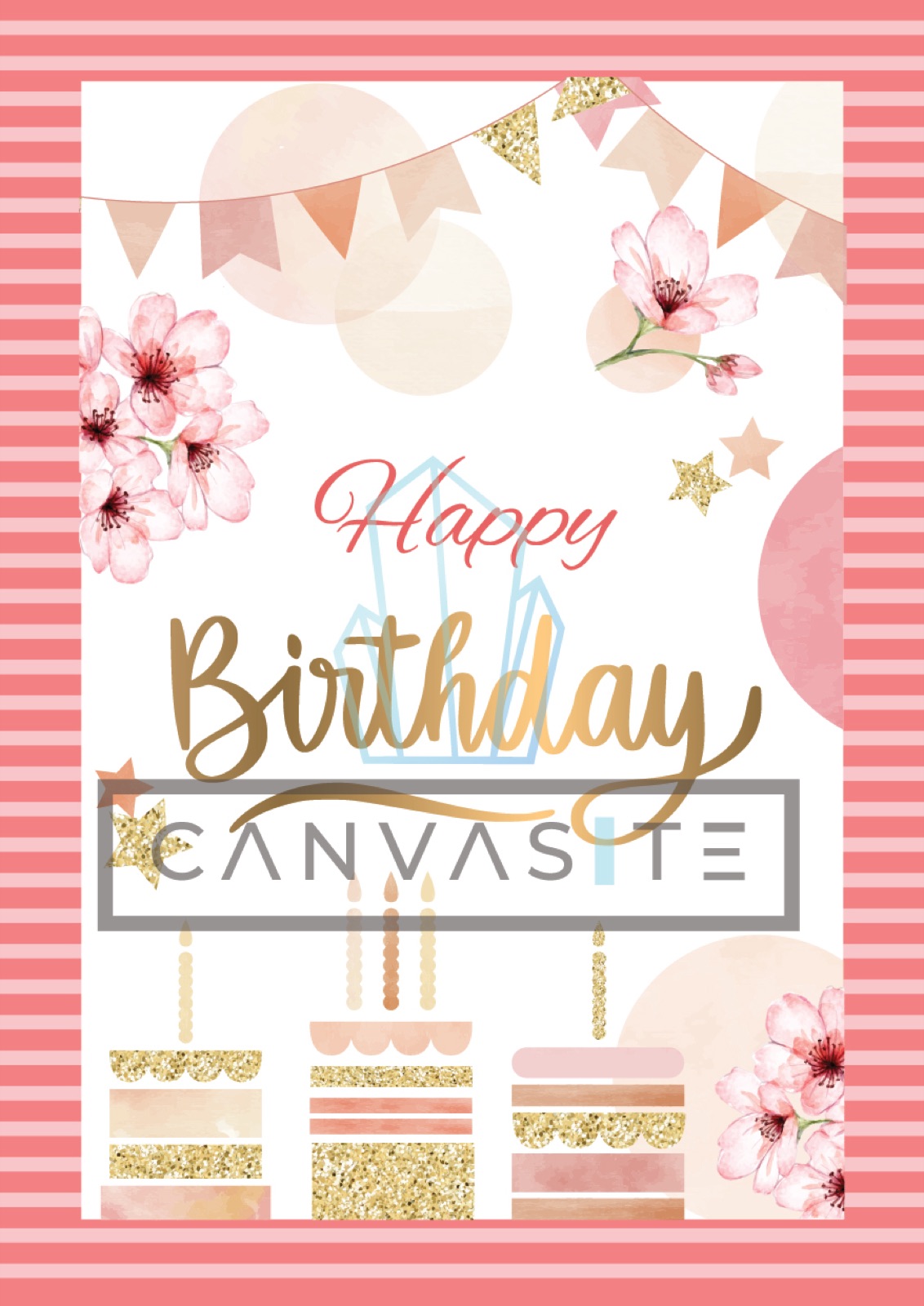 Happy Birthday — cake and flowers
